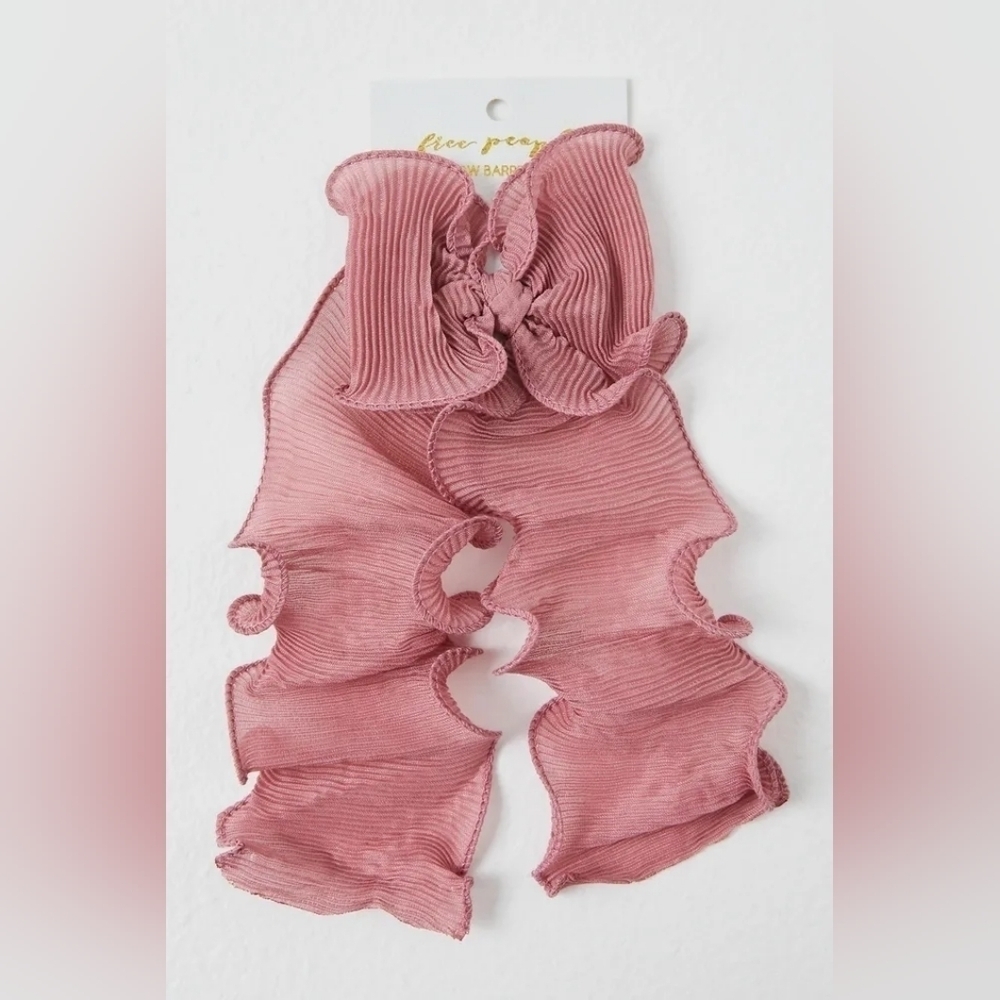 NWT Free People Rizzo Crinkled Bow Rusty Pink - Picture 3 of 13